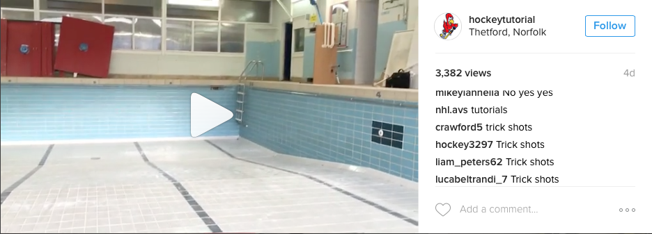 Hockeytutorial film hockey trick shot in cloed swimming pool 2